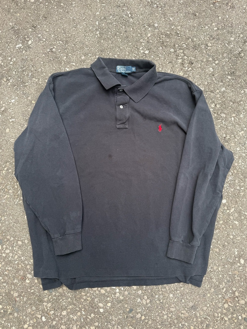 Polo by Ralph Lauren Black Long-Sleeve Polo with Red Pony Logo